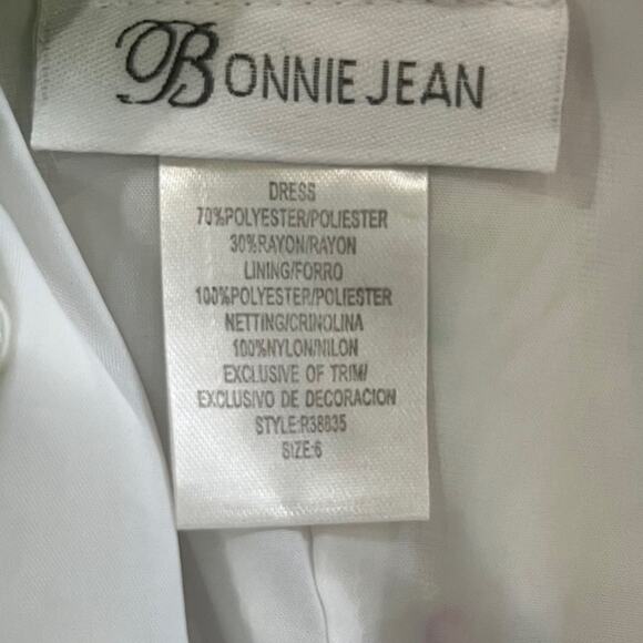 Bonnie Jean Girls Dress Size 6 White Embroidered Poplin Pink Yellow Lined Dress - Picture 8 of 8